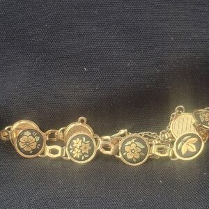 Vintage Damascene 24k Gold-Plated Bracelet